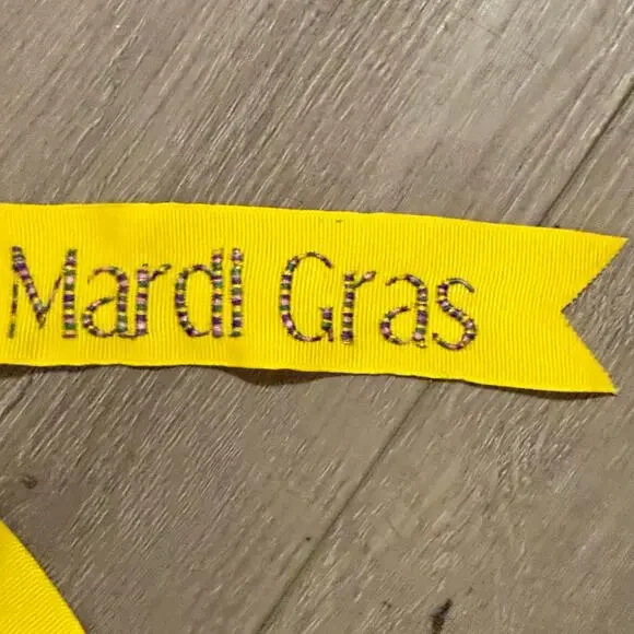Yellow Mardi Gras Hair Bow Snap Clip Large Ribbon Barrette Party Accessory - Picture 6 of 9